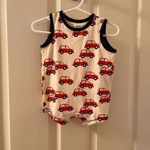 Mud Pie Bamboo Red Car Romper Boys Size 3-6 Months NWT